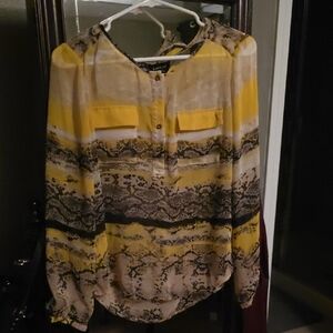 Apt. 9 Yellow and Black Striped Blouse